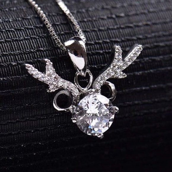 Certified 1ct. t.w. Diamond Antler Deer Elk Necklace - Picture 4 of 15